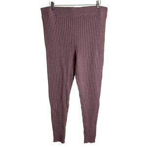 UGG Womens XL Rib Knit Leggings Pink Mauve Wool Blend Lounge Pants NEW